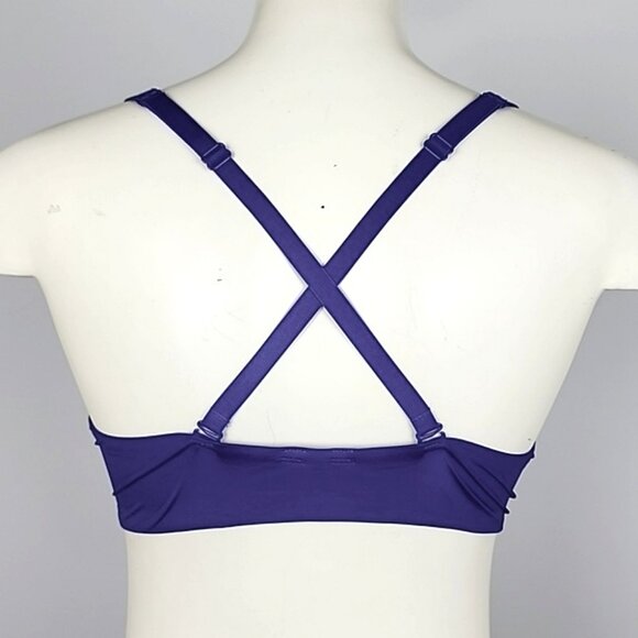 ⭐️2/ $40⭐️ La SENZA Underwire Push-Up Bra Deep Purple Rhinestones Lace Size 38B - Picture 6 of 16